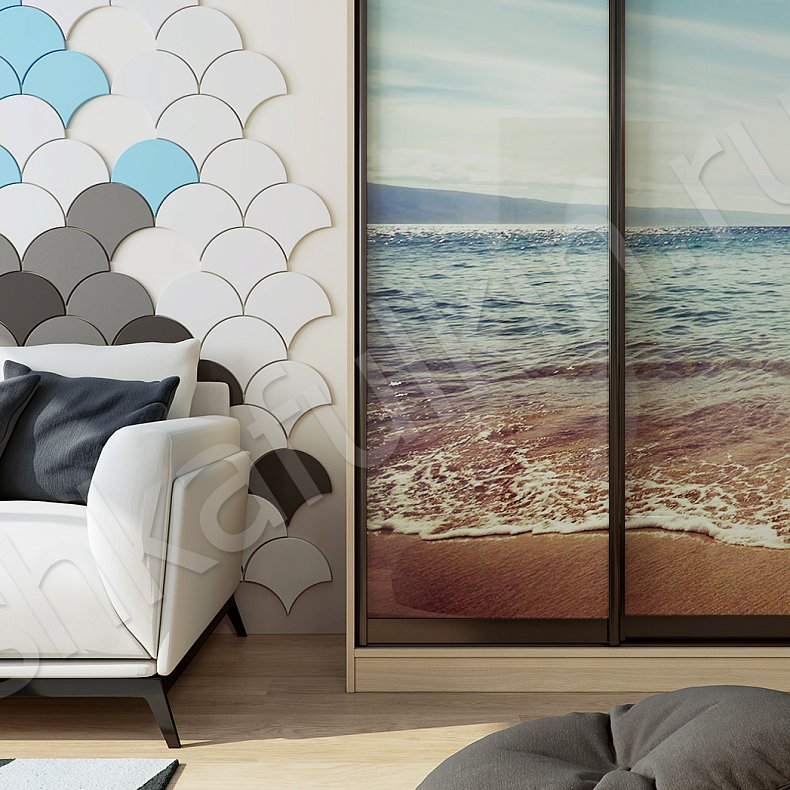 Изображение Угловой шкаф-купе Море Цветной Современный 6и створчатые Гостиная Для вещей 3