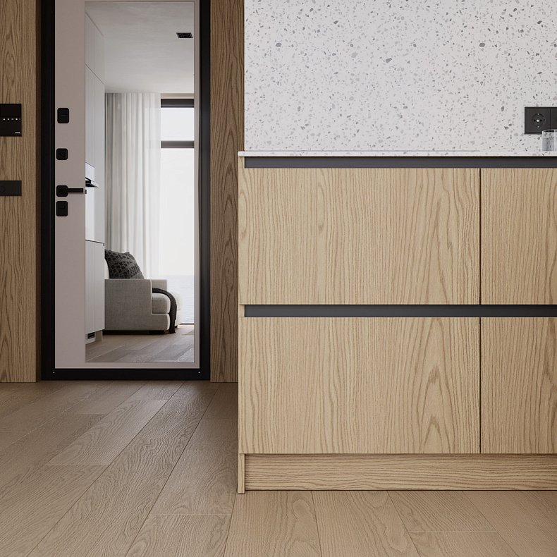 Изображение Кухня Монти Светлые Древесный Белый Скандинавский Для посуды 4