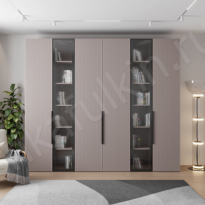 Изображение Стенка Редутто Коричневый Светлые Модерн 6и створчатые Гостиная Для книг Для вещей 1