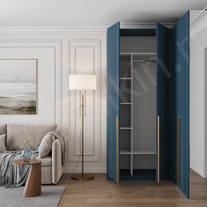 Угловой шкаф Анабэль Синий Цветной Темные  4х створчатые Гостиная Для белья Для вещей 2