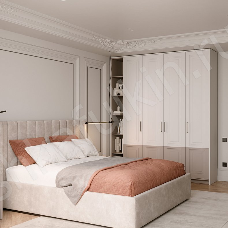 Гарнитур Люмьер Светлые Коричневый Неоклассика 4х створчатые Спальня Для вещей