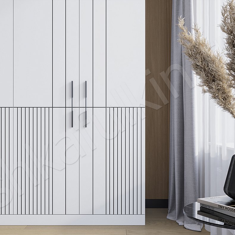 Изображение Шкаф Ментор Светлые Белый Современный 4х створчатые Спальня Для вещей Для белья 3