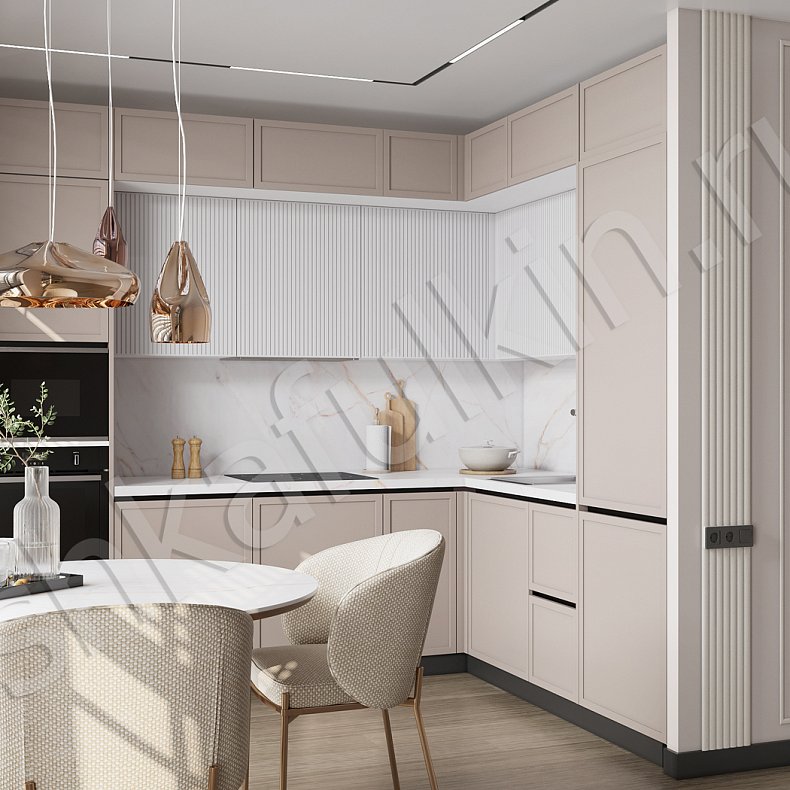 Изображение Кухня Сандра Светлые Коричневый Белый Неоклассика   Для посуды 2