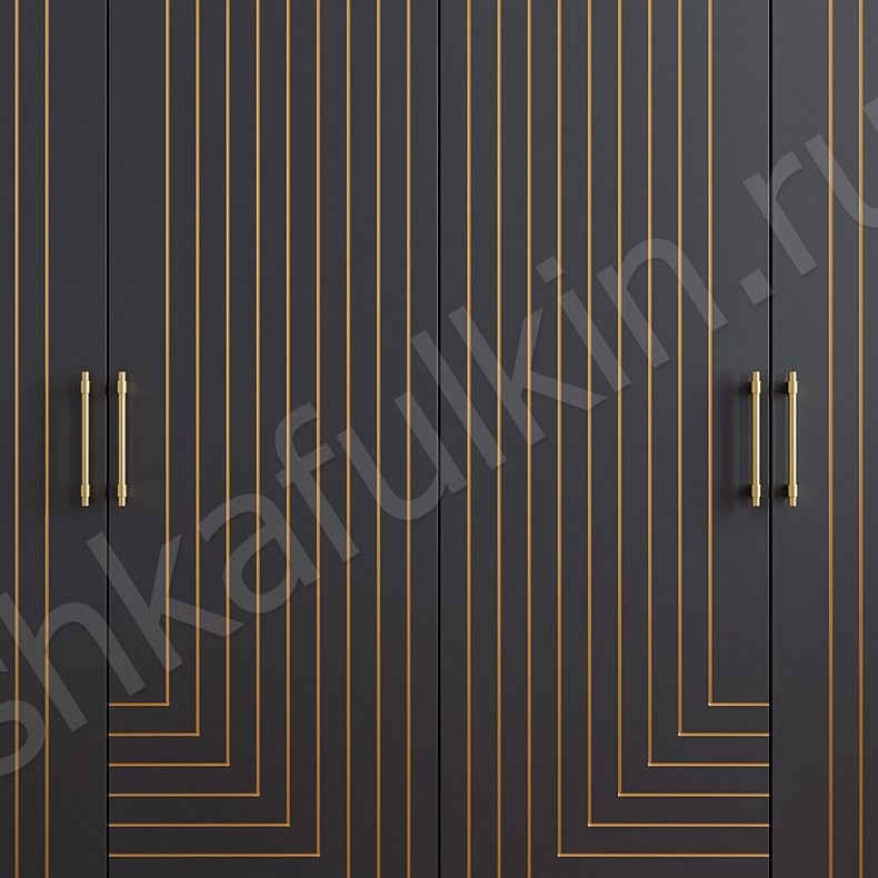 Шкаф Болеро Белый Черный Золото Модерн 4х створчатые Гостиная Для вещей 12