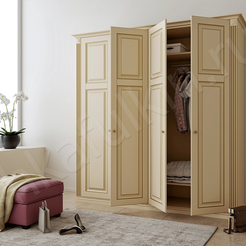 Изображение Корпусный шкаф Флоренция Цветной Коричневый Светлые Темные Классика 4х створчатые Гостиная Для вещей 4