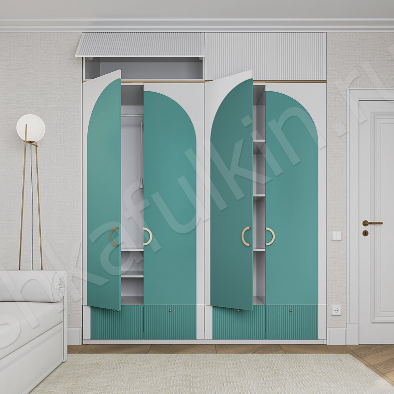 Изображение Детская Ариэль Розовый Светлые Неоклассика 4х створчатые Детская Для книг Для вещей 4