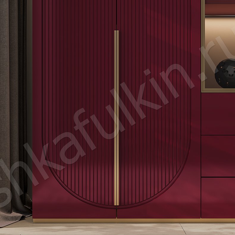 Изображение Стенка Скаволлини Цветной Красный Синий Темные Неоклассика 6и створчатые Гостиная Для книг Для декора Для вещей 10