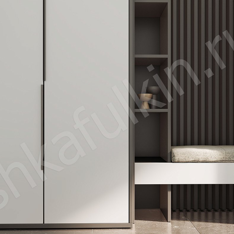 Изображение Прихожая Ларри Черный Белый Древесный Коричневый Серый Светлые Темные Минимализм 4х створчатые Прихожая Для вещей 14