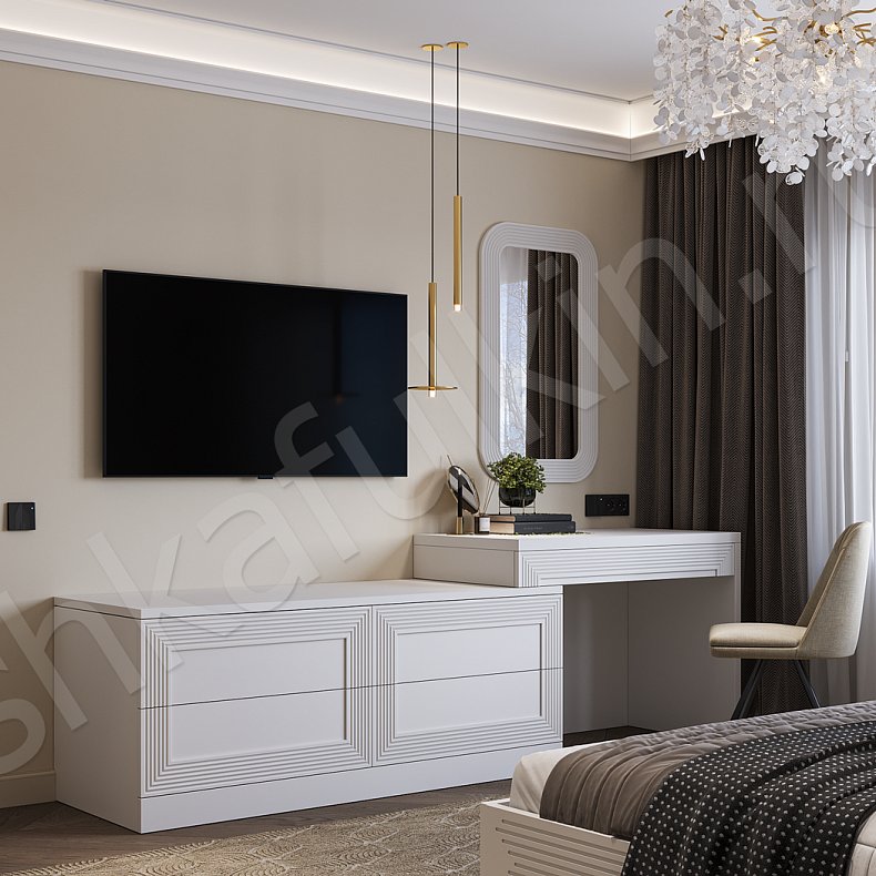 Изображение Гарнитур Эврика Белый Светлые Классика 4х створчатые Спальня Для белья Для вещей 10