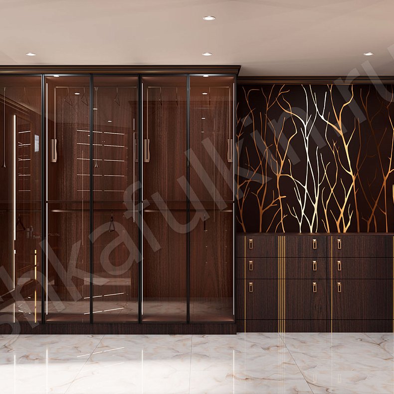 Гардеробная Караваджио Темные Древесный Современный  Гардеробная Для вещей Для белья 5