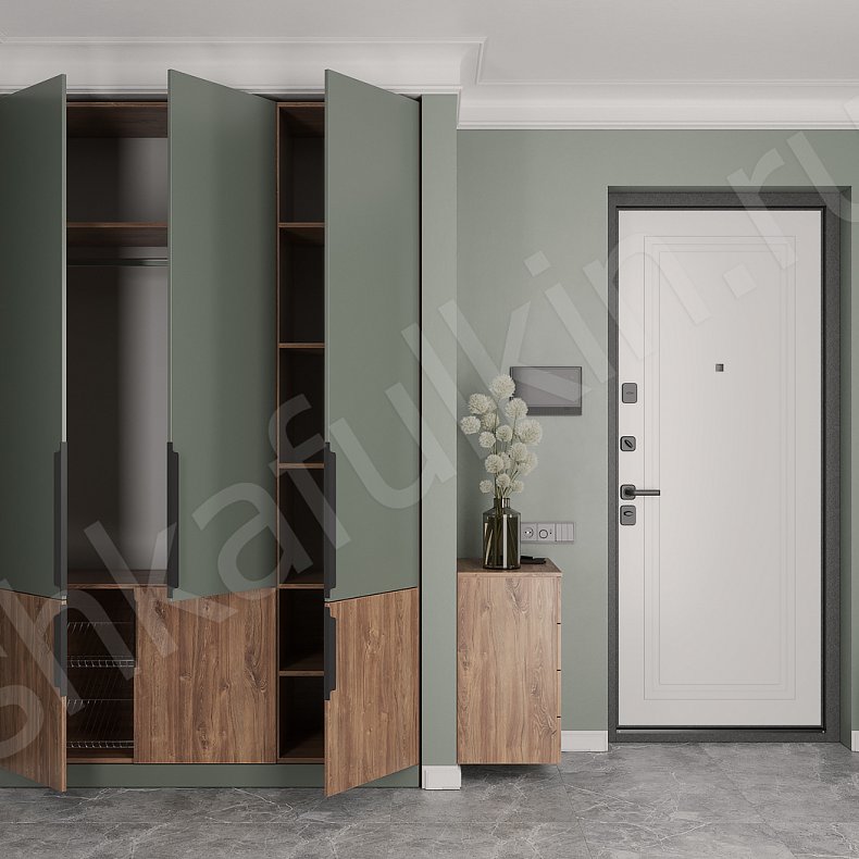 Изображение Прихожая Марокко Цветной Древесный Светлые Зеленый Современный 3х створчатые Прихожая Для вещей 4