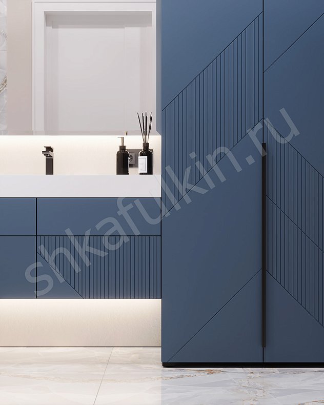 Мебель в санузел Неонелли Темные Синий Современный 2х створчатые  Для белья 2
