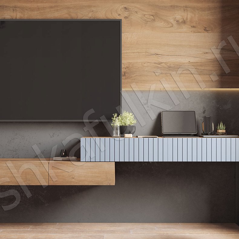 Изображение Стенка Сигма Темные Древесный Серый Современный 2х створчатые Гостиная Под ТВ Для вещей 2