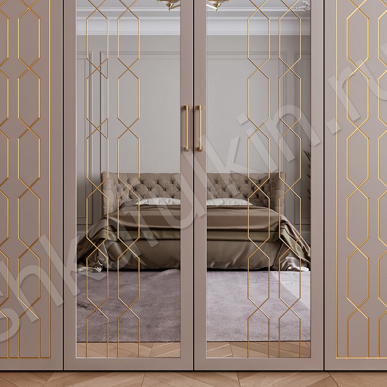 Изображение Шкаф Реденталь Коричневый Золото Светлые Модерн 6и створчатые Гостиная Для вещей 3