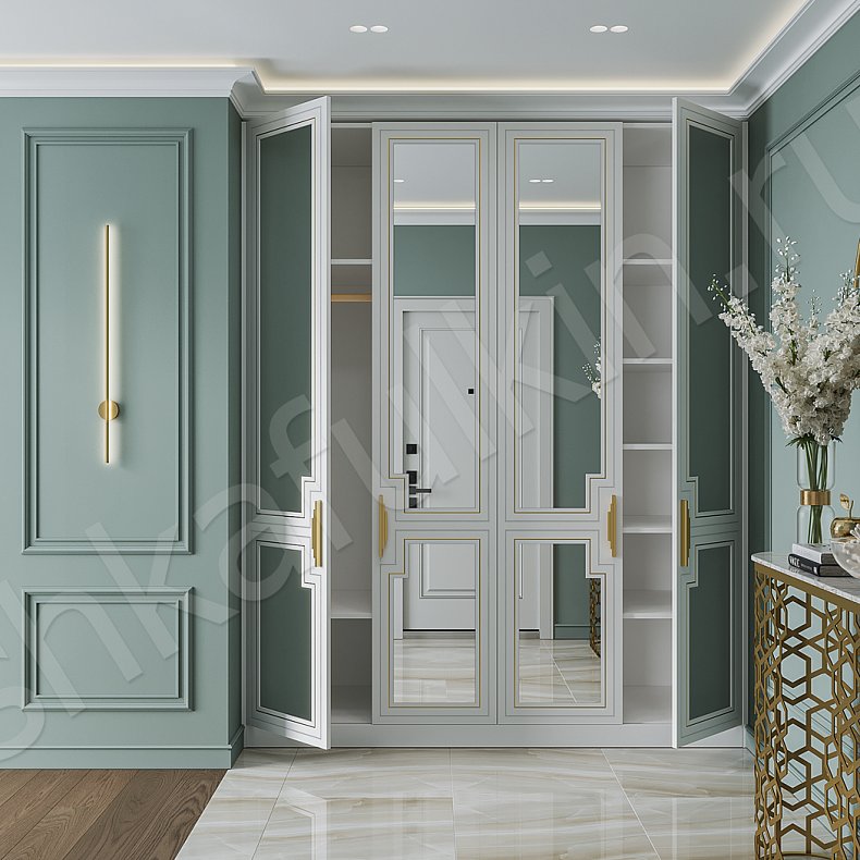 Прихожая Аурелия Светлые Белый Классика 4х створчатые Прихожая Для вещей 4