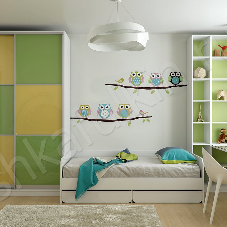 Детская Паскаль Цветной Светлые Зеленый Современный 2х створчатые Детская Для вещей