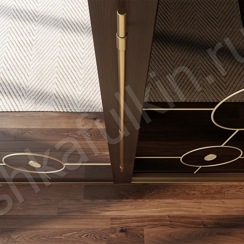 Встроенный шкаф-купе Чарльз Черный Золото Темные Современный 3х створчатые Гостиная Для вещей 5