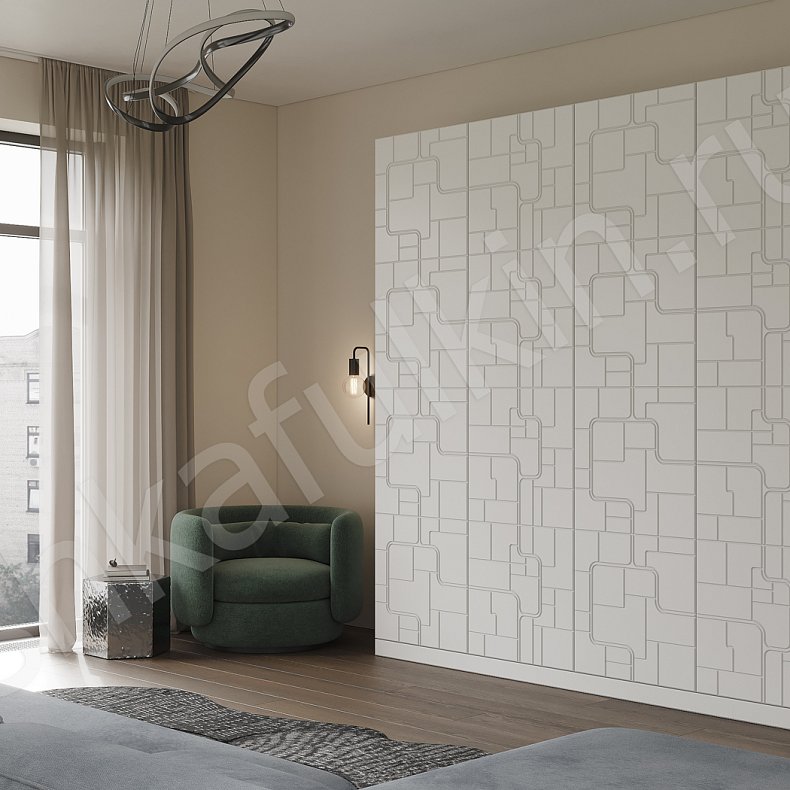 Шкаф Киберпанк Белый Серый Светлые Темные Современный 4х створчатые Спальня Для вещей 1