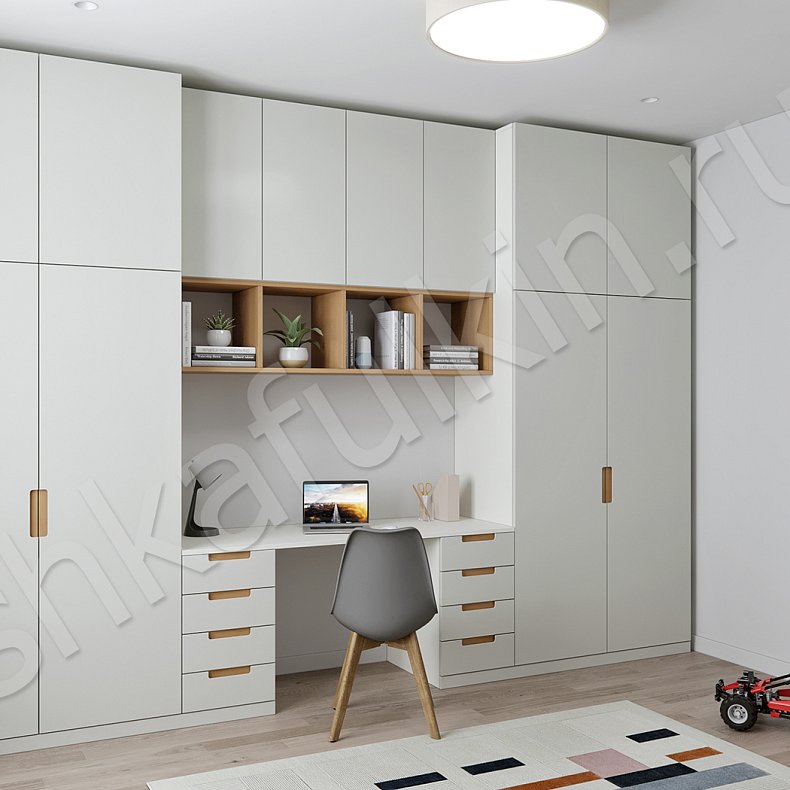 Гарнитур Уильям Белый Древесный Светлые Минимализм 4х створчатые Детская Для книг Для вещей