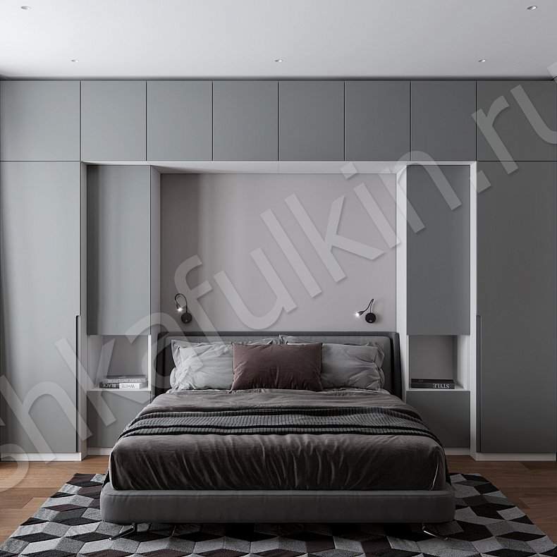 Изображение Гарнитур Джанкой Темные Серый Минимализм 2х створчатые Спальня Для книг Для декора Для вещей 4