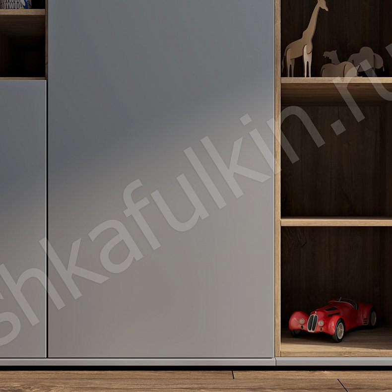 Изображение Шкаф Аморе Серый Белый Черный Цветной Синий Темные Минимализм 3х створчатые Гостиная Для книг Для декора Для вещей 13