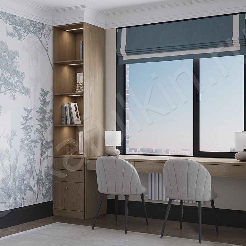 Гарнитур Маурис Светлые Синий Цветной Современный 3х створчатые Спальня Для вещей Для декора Для книг Для белья 6