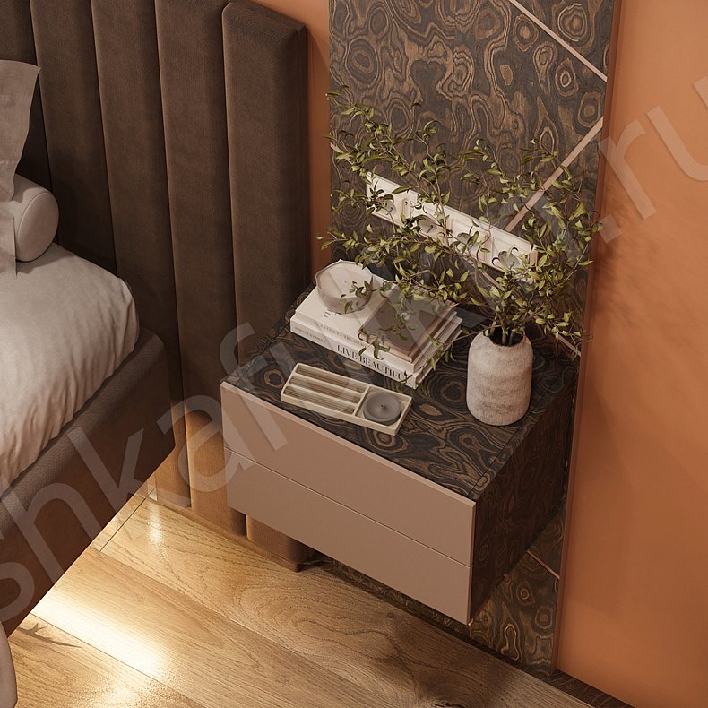 Изображение Гарнитур Эспрессо Темные Золото Древесный Современный 2х створчатые Спальня Для вещей Для белья 4