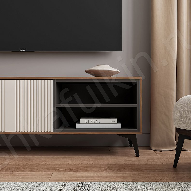 Изображение Стенка Шондер Древесный Коричневый Светлые Модерн 3х створчатые Гостиная Под ТВ Для вещей 3