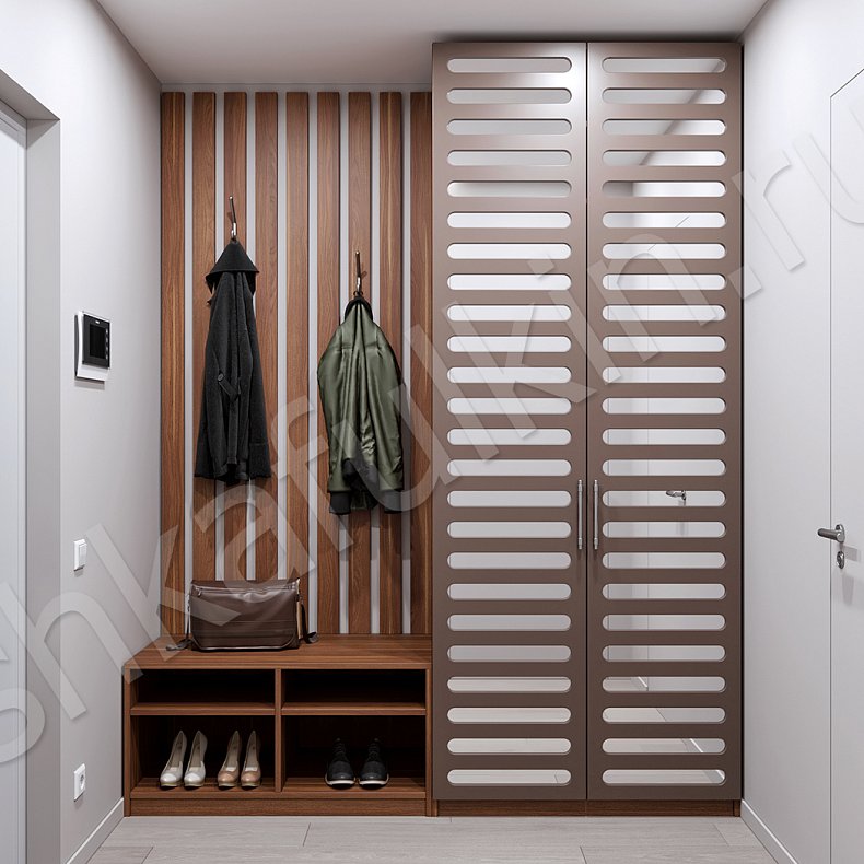 Прихожая Азиза Древесный Цветной Серый Минимализм 2х створчатые Прихожая Для вещей