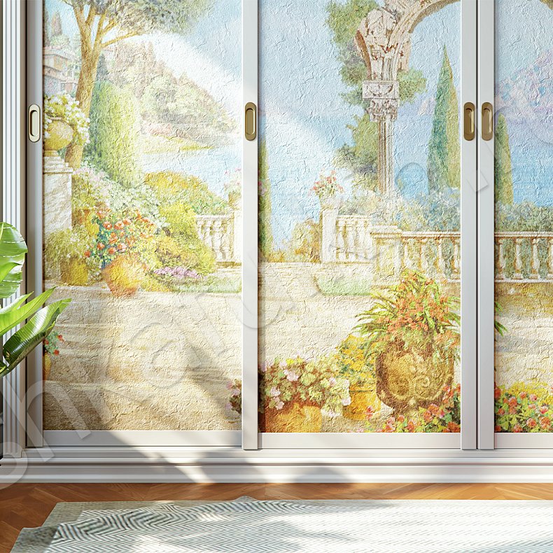 Изображение Корпусный шкаф-купе Одиссей Светлые Цветной Белый Классика 4х створчатые Гостиная Для вещей 4