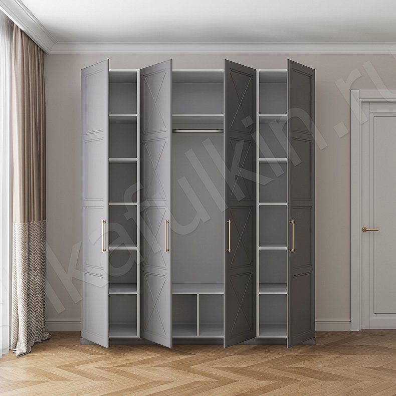 Шкаф Хемнэс Белый Красный Серый Светлые Классика 4х створчатые Гостиная Для вещей 17