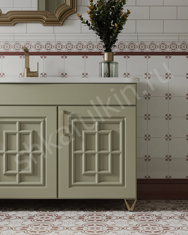 Мебель в ванную Антида Зеленый Светлые Цветной Неоклассика   Для вещей 4