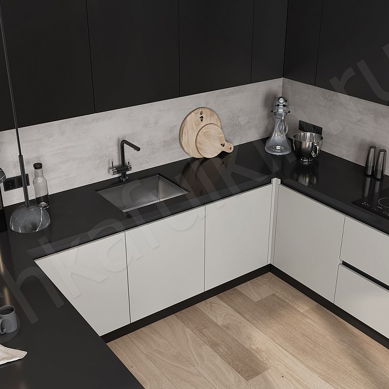 Изображение Кухня Равенна Серый Темные Черный Современный Для посуды 3