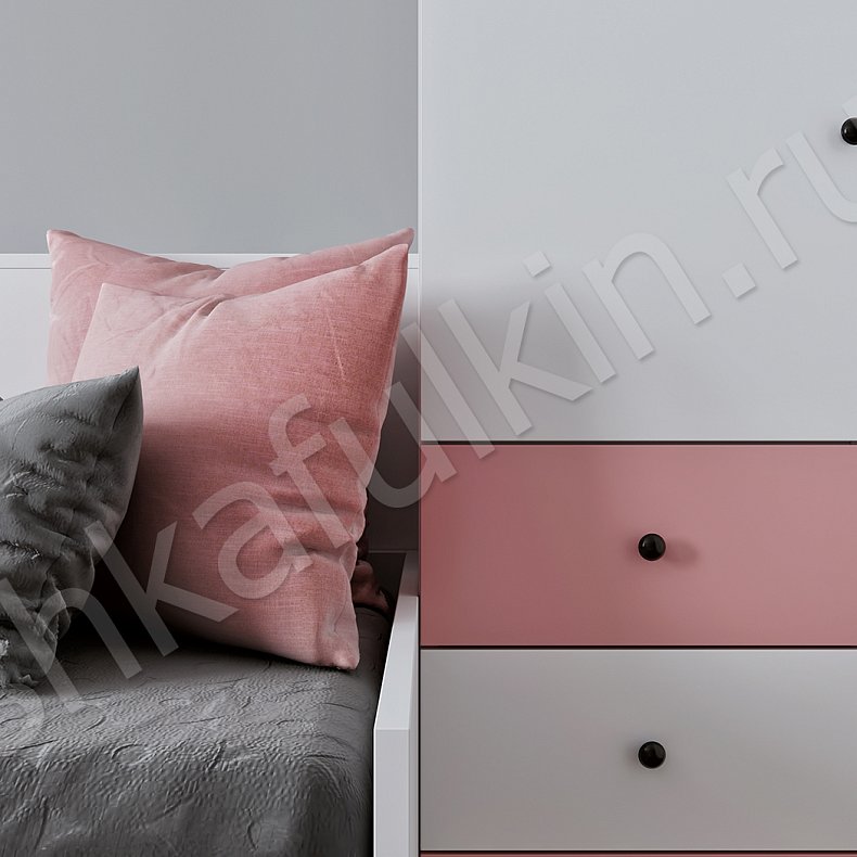 Угловой шкаф Амадеус Белый Цветной Розовый Светлые Современный 5и створчатые Детская Для книг Для вещей 5