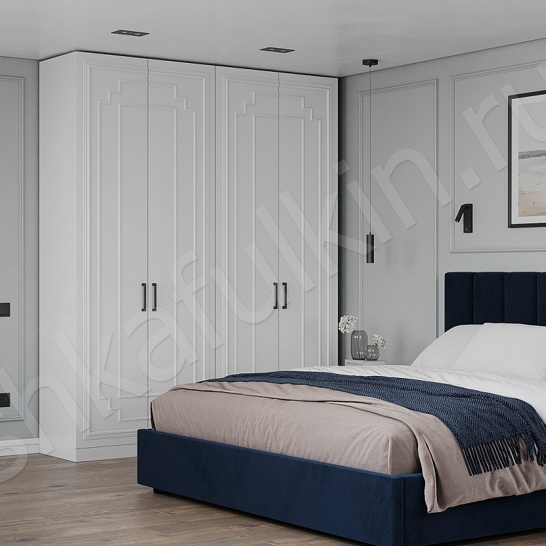 Шкаф Роперо Белый Цветной Синий Неоклассика 4х створчатые Спальня Для вещей 1