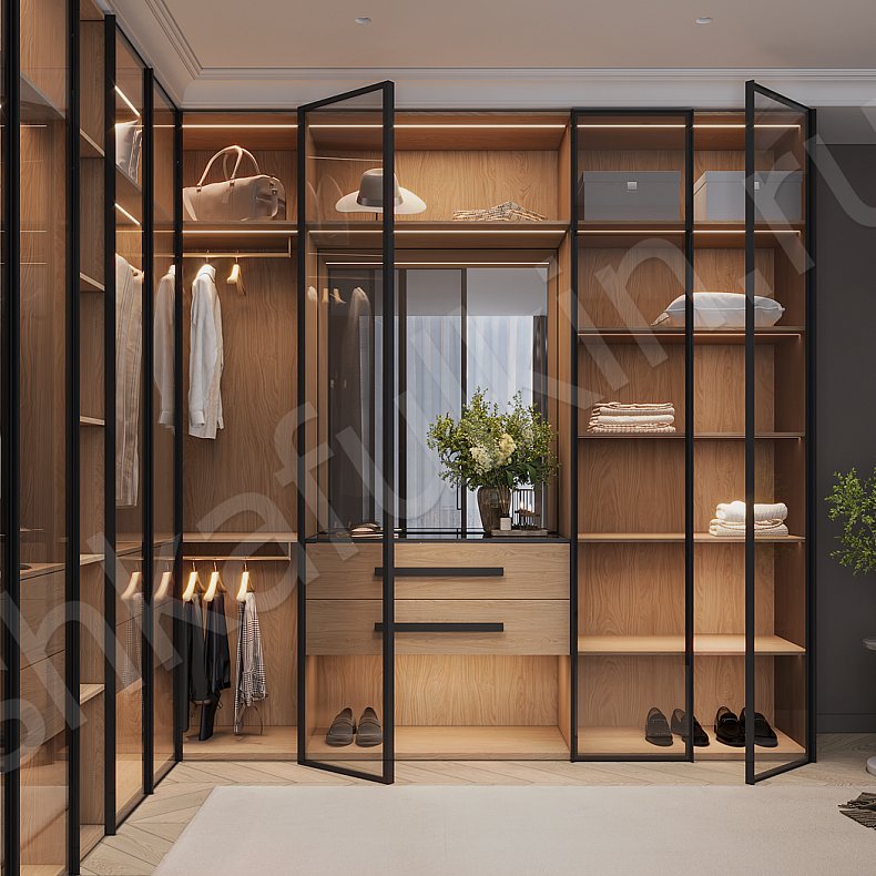 Гардеробная Перетти Древесный Современный  Гардеробная Для вещей Для белья 2