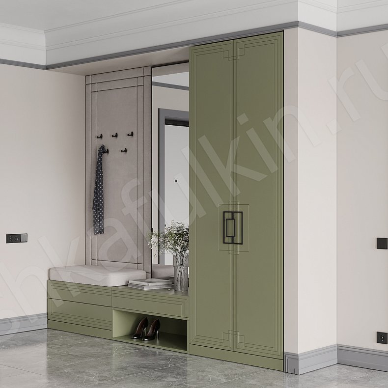 Прихожая Метрополитан Цветной Коричневый Темные Зеленый Неоклассика 4х створчатые Прихожая Для вещей 1