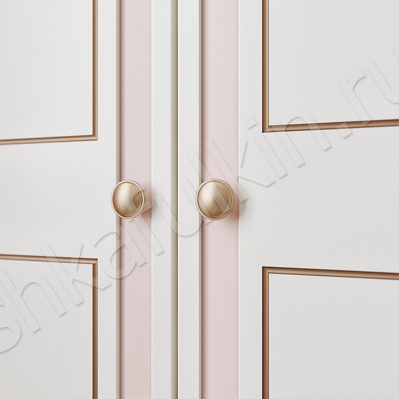 Изображение Детская Амели Белый Розовый Светлые Золото Неоклассика 4х створчатые Детская Для книг Для вещей 4