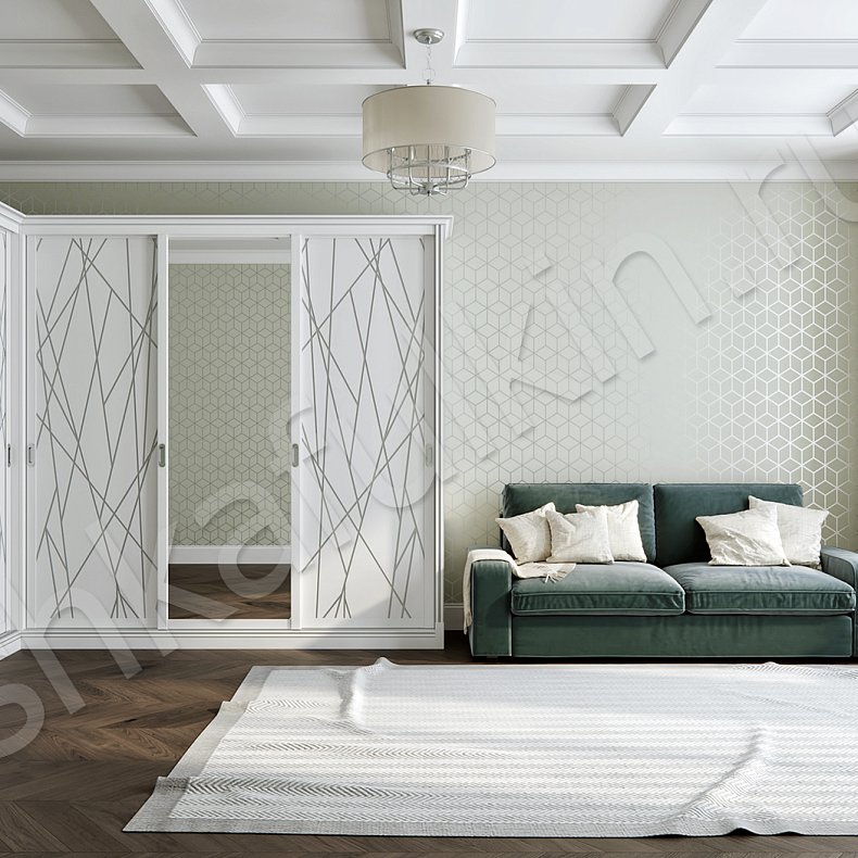 Угловой шкаф-купе Милора Белый Светлые Модерн 5и створчатые Гостиная Для вещей 1