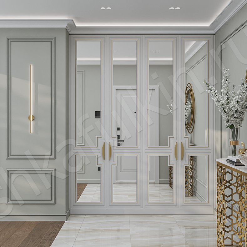 Прихожая Аурелия Светлые Белый Классика 4х створчатые Прихожая Для вещей 3