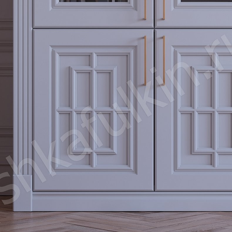 Изображение Книжный шкаф Антида Белый Светлые Неоклассика 6и створчатые Гостиная Для книг 2