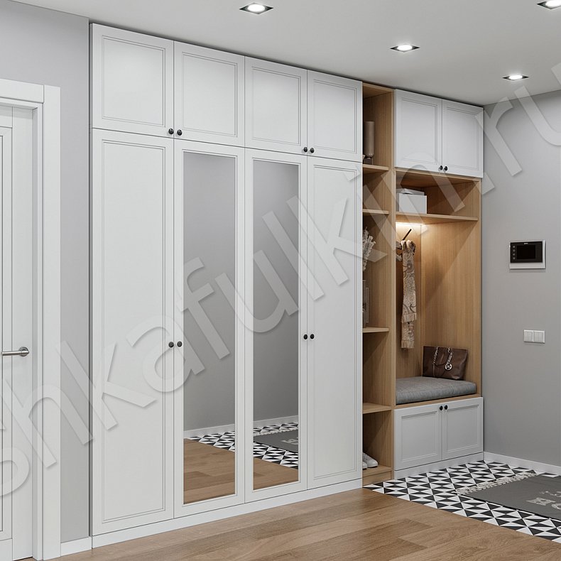 Прихожая Хюгге Белый Древесный Светлые Скандинавский 4х створчатые Прихожая Для вещей