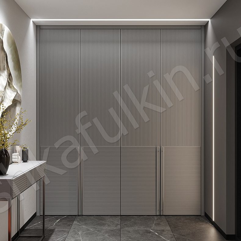 Встроенный шкаф Шондер Светлые Серый Минимализм 4х створчатые Прихожая Для вещей 1