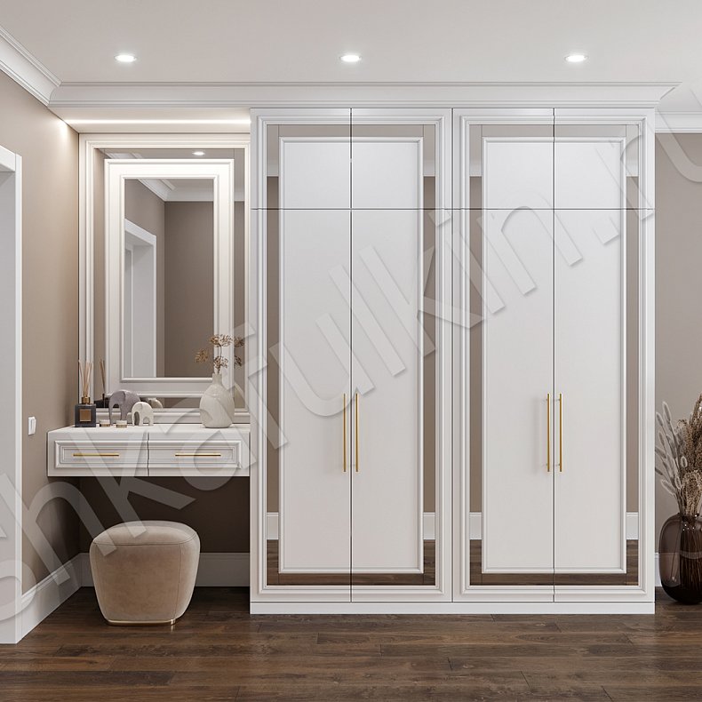 Изображение Прихожая Джорджия Белый Цветной Синий Светлые Неоклассика 4х створчатые Прихожая Для вещей 2