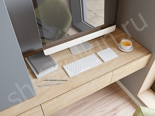 Изображение цвета Шкаф с рабочей зоной Джамбо Древесный Прованс 4х створчатые Спальня 