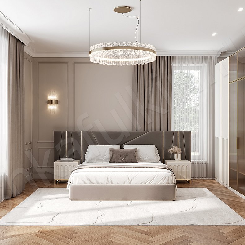 Изображение Гарнитур Командор Светлые Белый Цветной Синий Современный 6и створчатые Спальня Для белья Для декора Под ТВ Для вещей 3