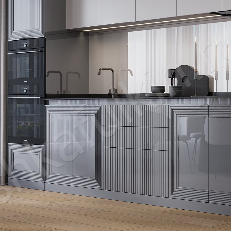 Изображение Кухня Эврика Серый Светлые Современный Для посуды 2