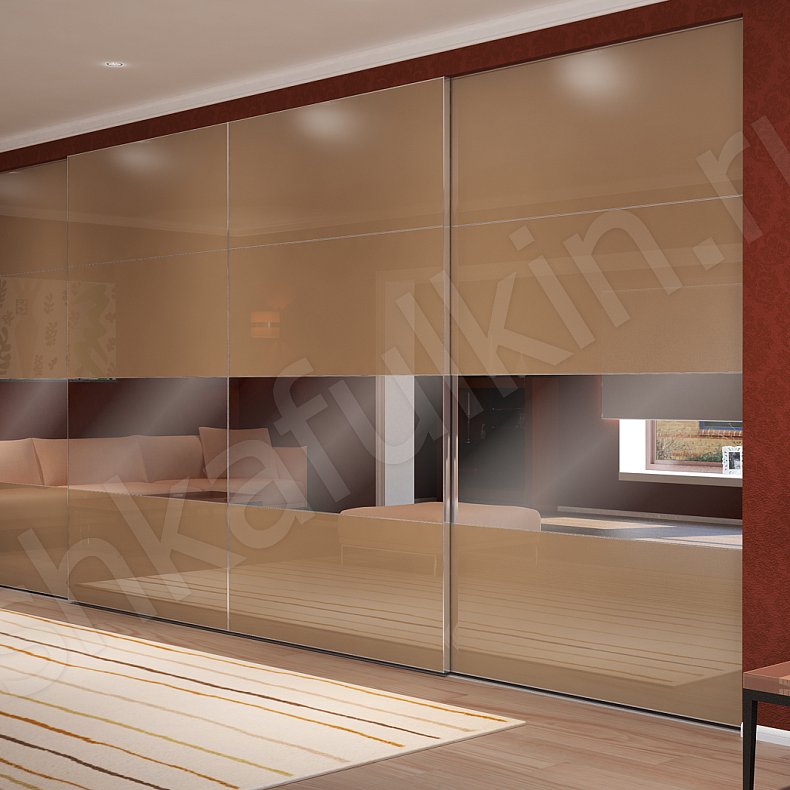 Изображение Встроенный шкаф-купе Арне Светлые Коричневый Современный 4х створчатые Гостиная Для вещей 2