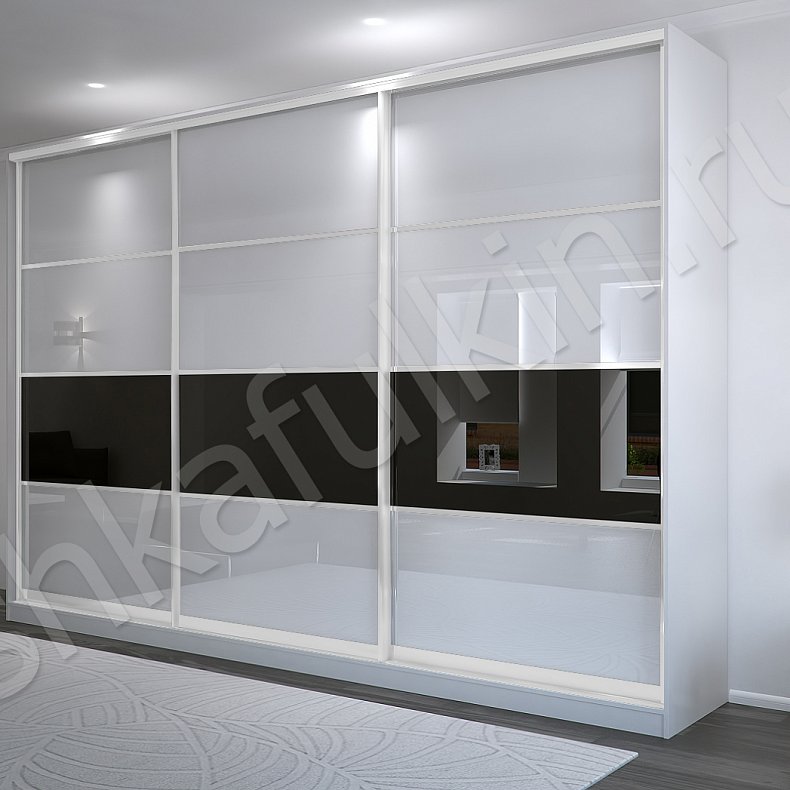Изображение Корпусный шкаф-купе Дафнис Белый Светлые Хай-тек 3х створчатые Гостиная Для вещей 9