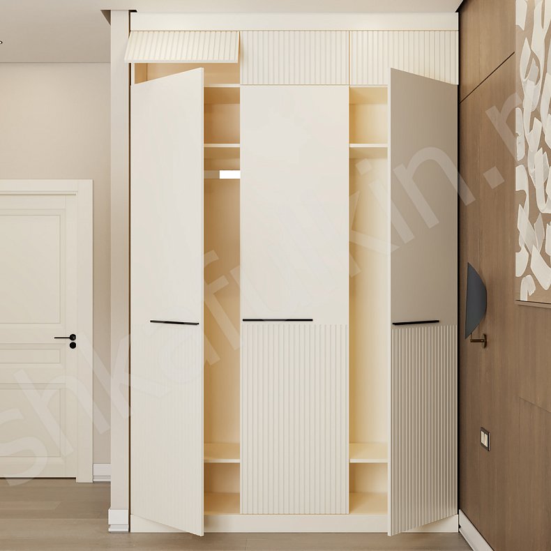 Изображение Гарнитур Янсен Белый Светлые Минимализм 3х створчатые Спальня Для вещей 7